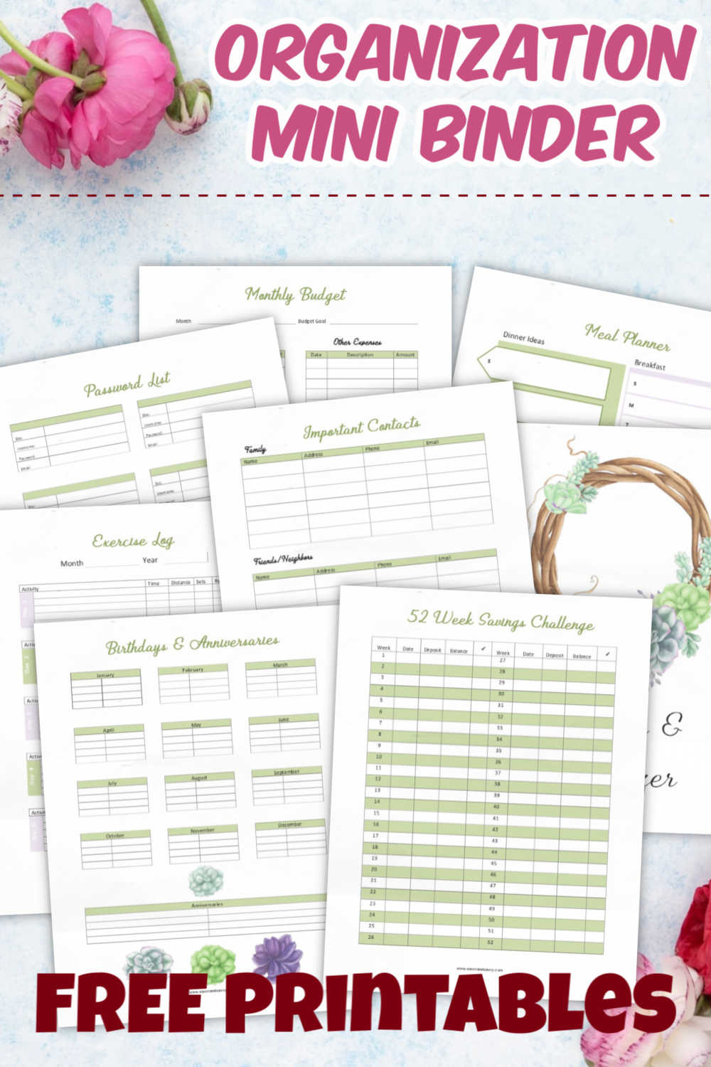 Free Mini Organizational Binder Printable 7 Page | Planner - Savor with regard to Mini Binder Free Printables