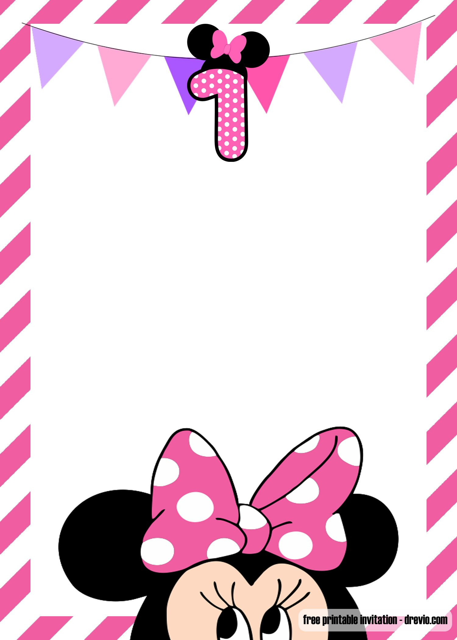 Free Minnie Mouse 1St Birthday Invitations Templates throughout Free Printable Minnie Mouse Party Invitations