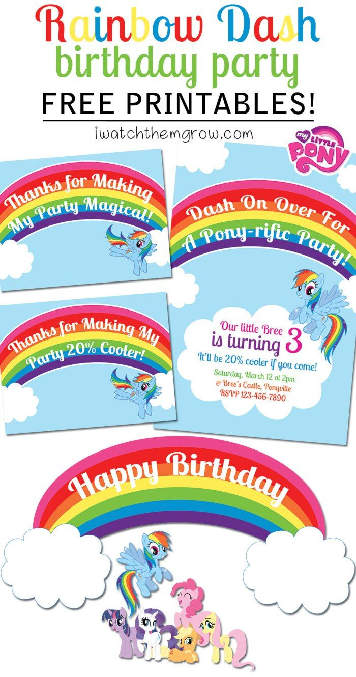 Free Mlp Rainbow Dash Birthday Party Printables | Rainbow Dash inside Free Printable My Little Pony Thank You Cards