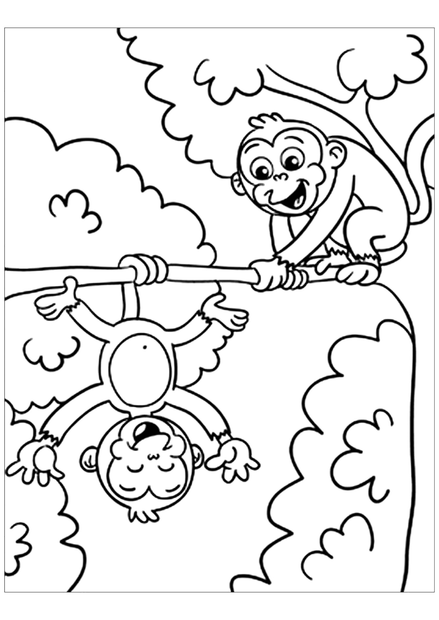 Free Monkey Drawing To Print And Color - Monkeys Kids Coloring Pages pertaining to Free Printable Monkey Coloring Pages
