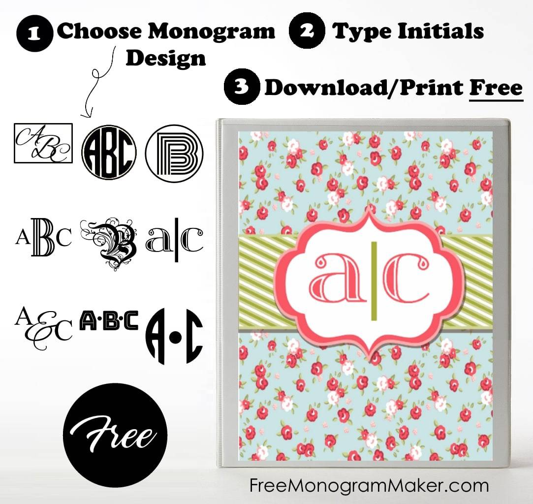 Free Monogram Binder Cover | Customize Online | Instant Download for Free Printable Monogram Binder Covers