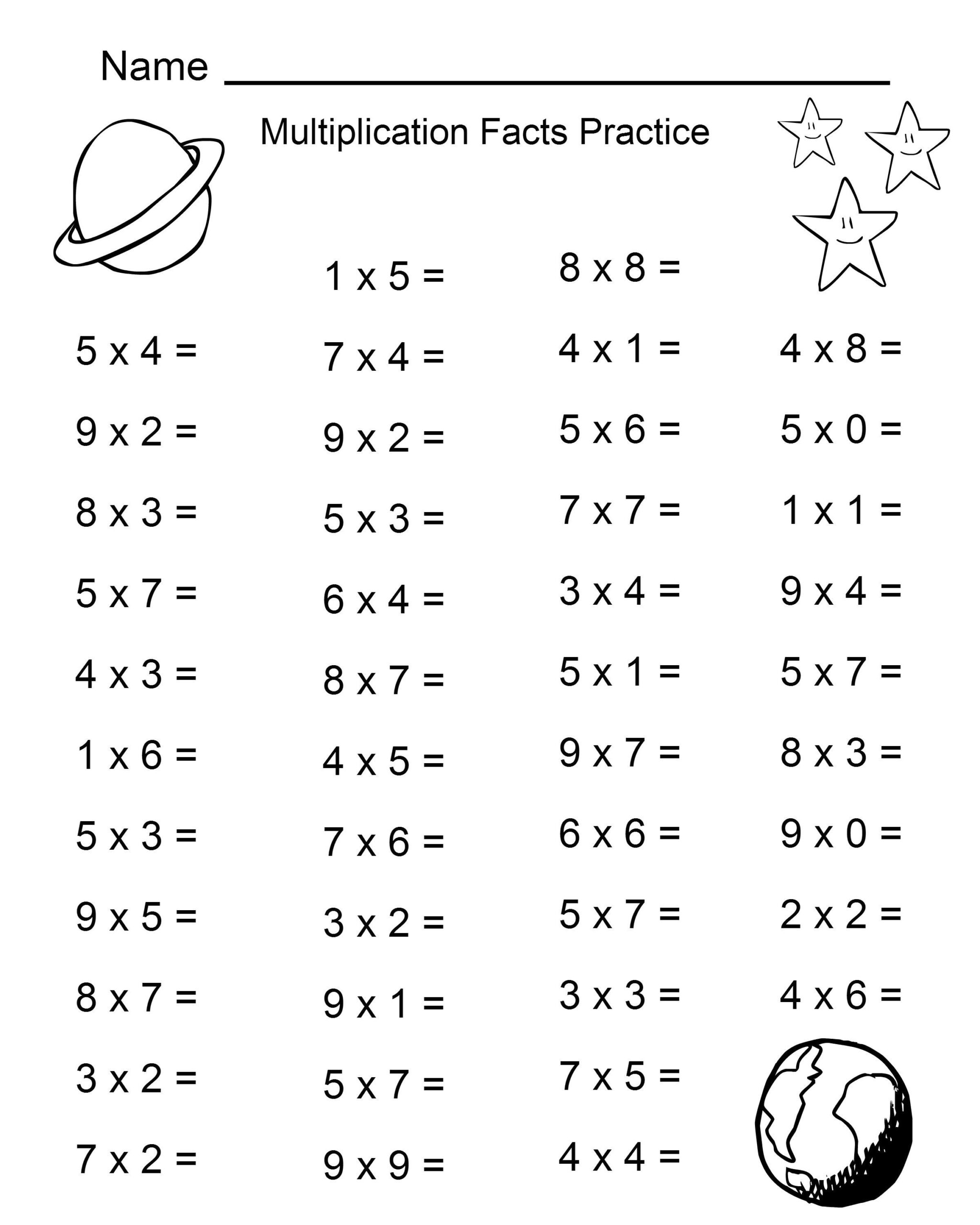 Free Multiplication Facts Practice Worksheets | Printable Shelter within Free Printable Math Worksheets Multiplication Facts