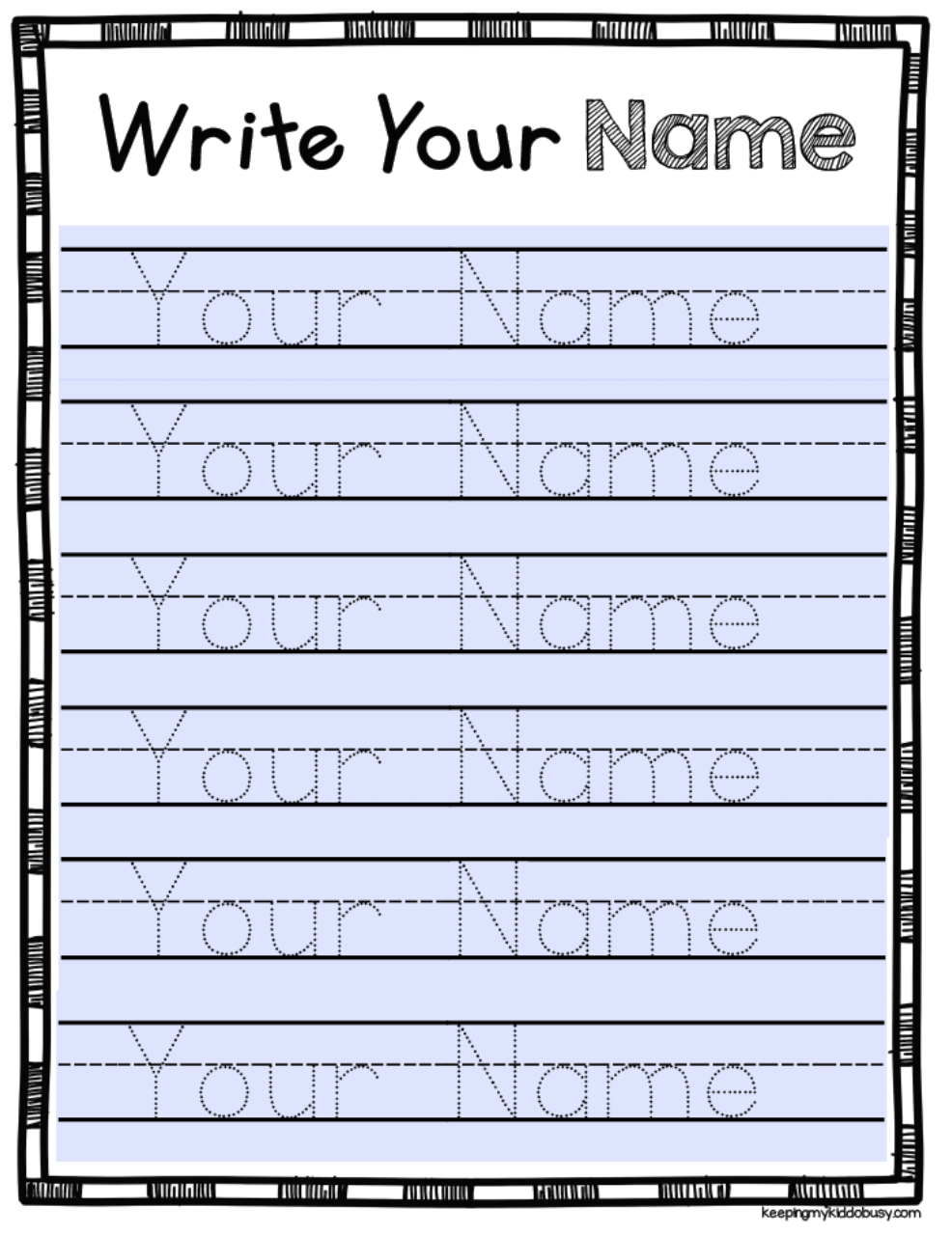 Free Name Tracing Activity - Printable Worksheet for Free Printable Name Worksheets for Kindergarten