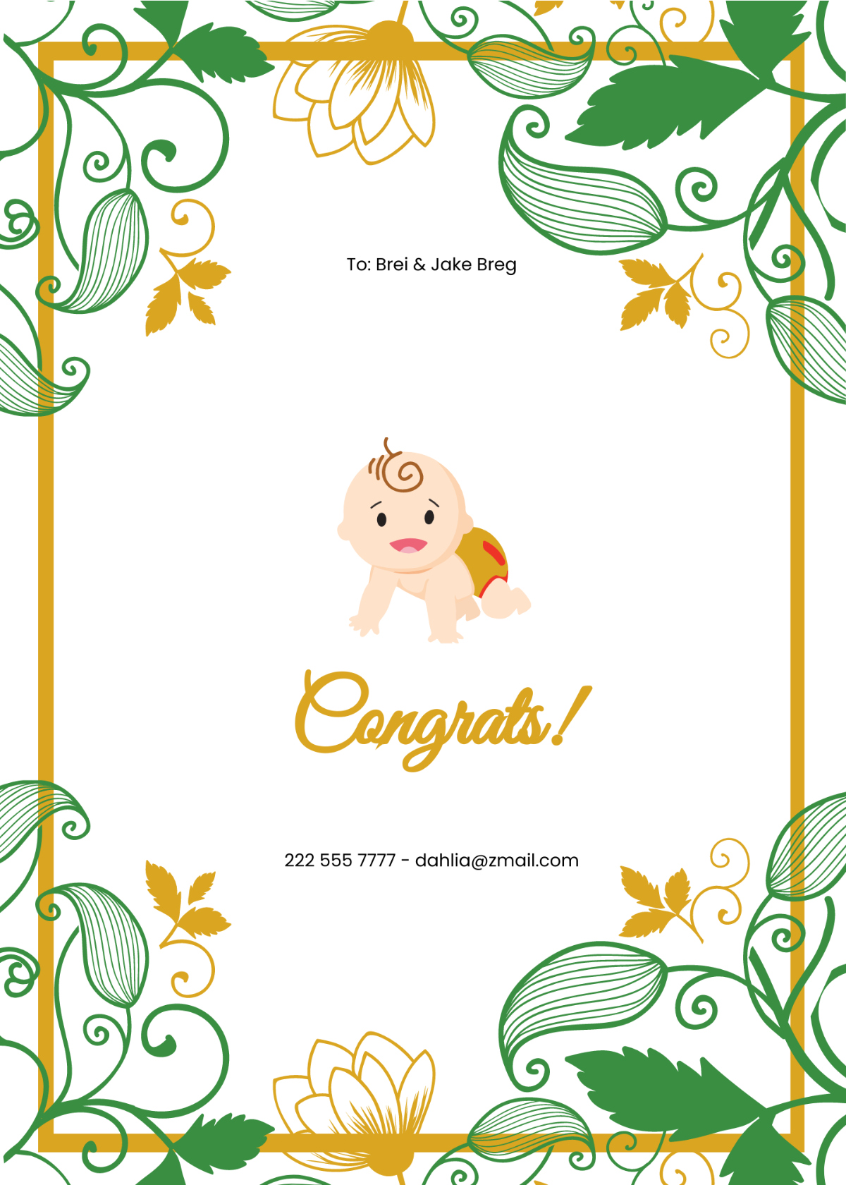 Free New Baby Card Templates &amp;amp; Examples - Edit Online &amp;amp; Download with regard to Free Printable Congratulations Baby Cards