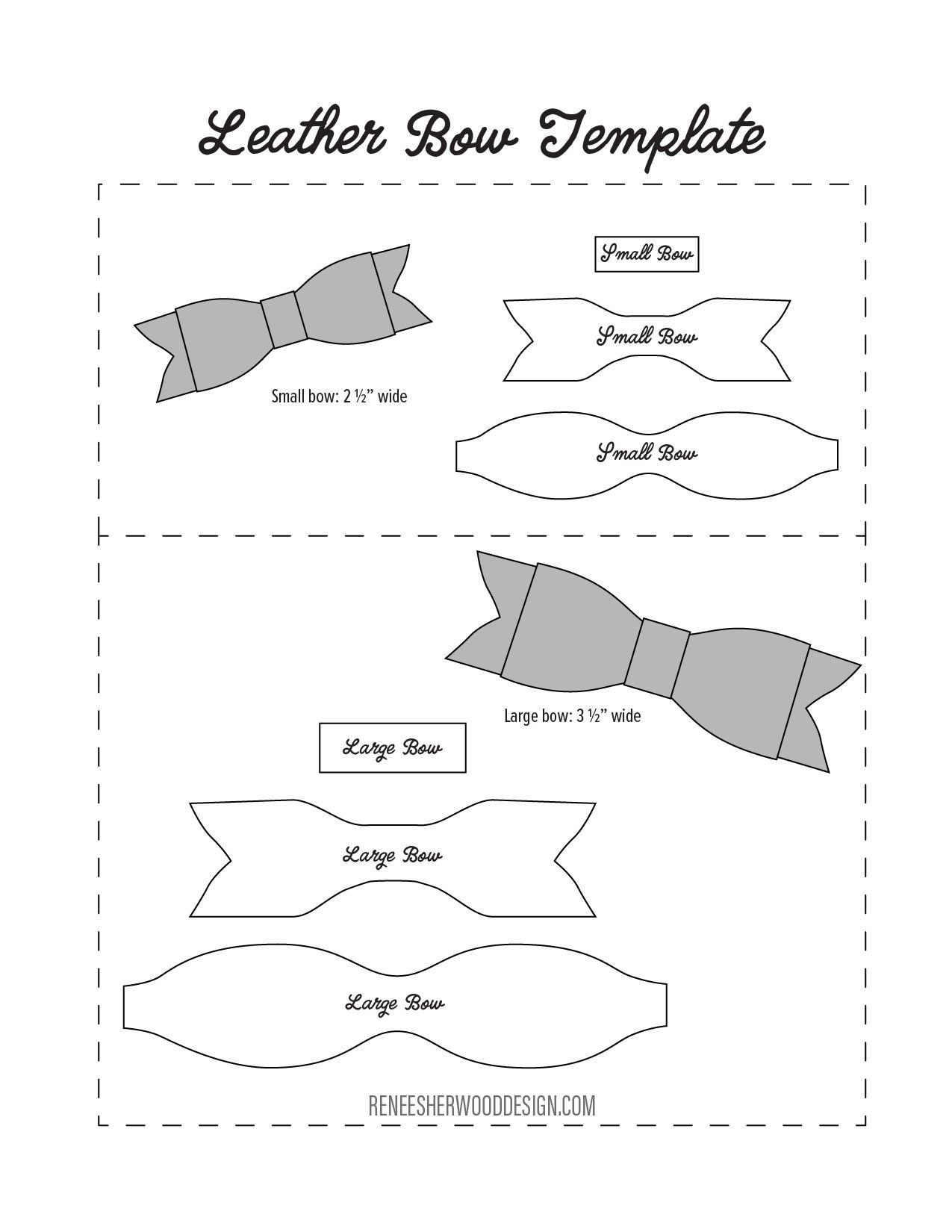 Free No Sew Leather Or Felt Bow Template in Free Printable Hair Bow Templates