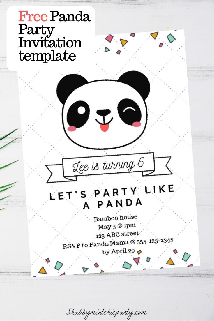 Free Panda Party Invitation Template + Video Tutorial | Panda intended for Panda Bear Invitations Free Printable