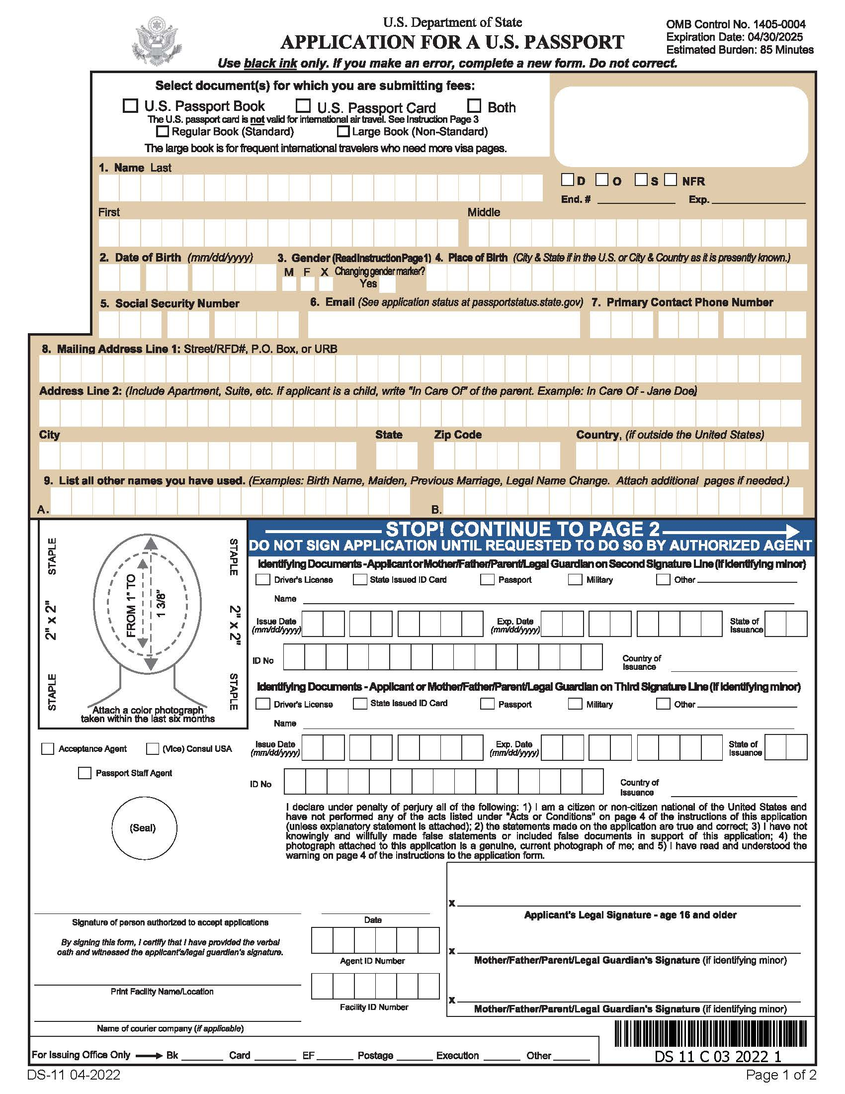 Free Passport Application (Form Ds-11) | Apply For A New Passport regarding Free Printable DS 11 Form