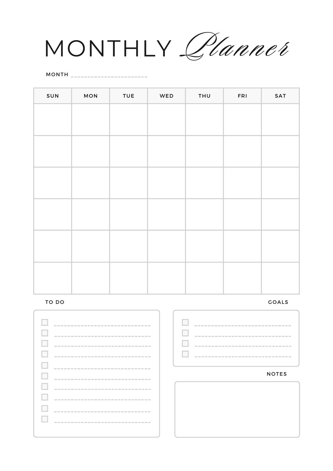 Free Personalized Monthly Planner Templates To Print | Canva inside Free Printable Monthly Planner