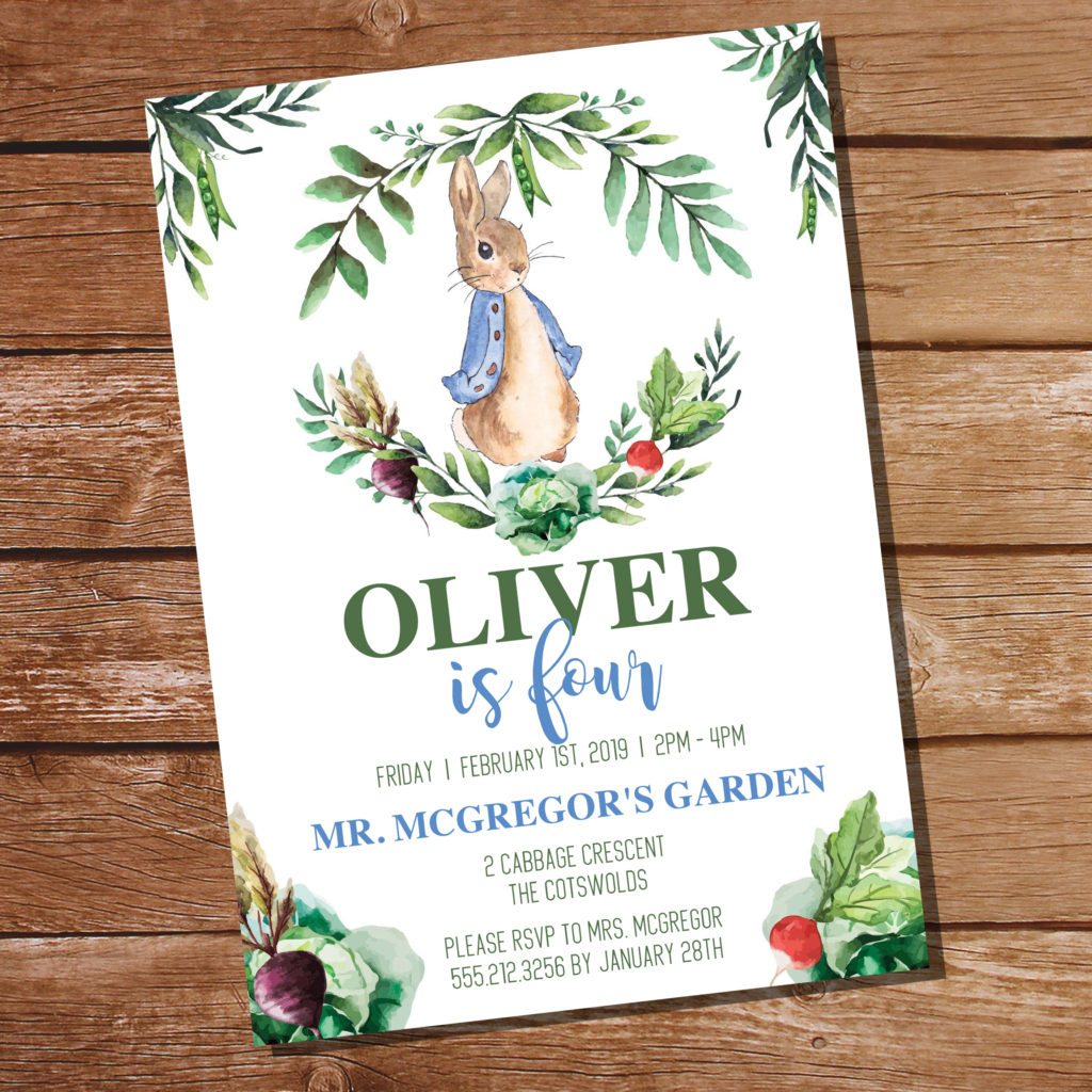 Free Peter Rabbit Party Invitation And Peter Rabbit Party Decor pertaining to Free Peter Rabbit Party Printables