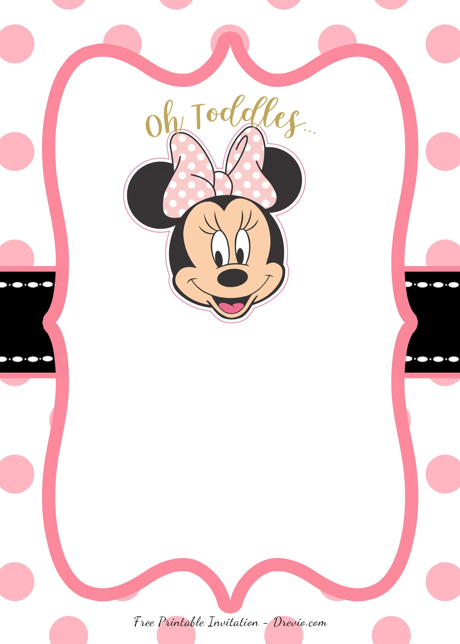 Free Pink Minnie Mouse Birthday Party Diy Printable Invitation in Free Minnie Mouse Printable Templates