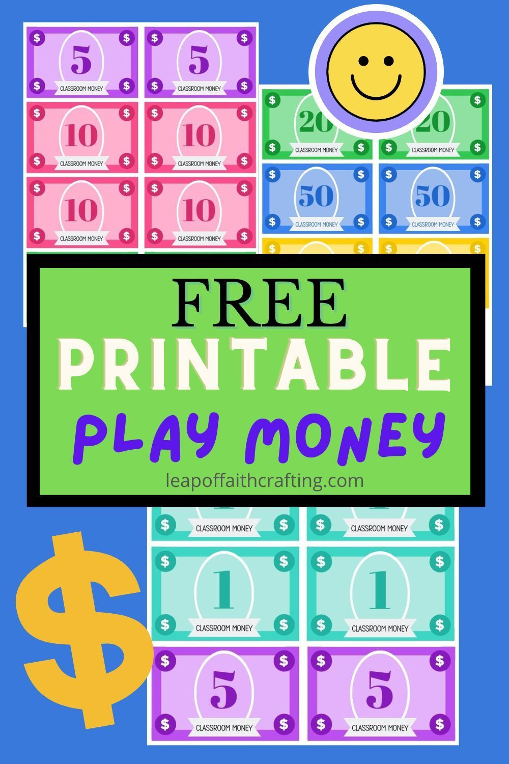 Free Play Money To Print! (For Classroom Or Home!) | Money inside Free Printable Money