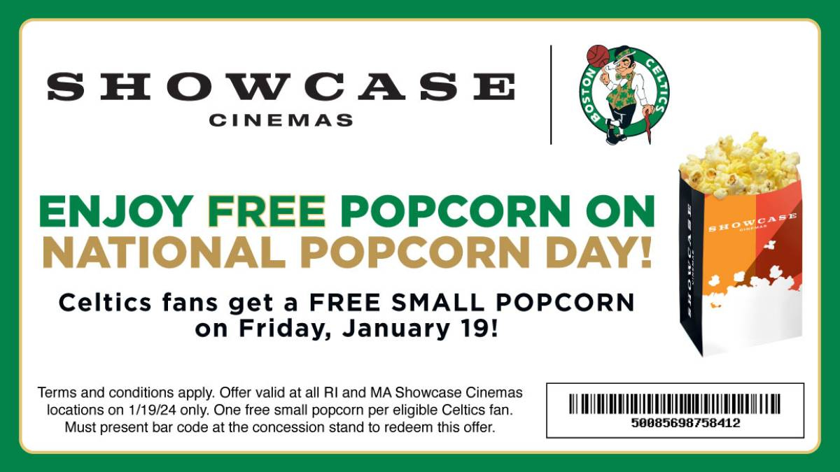 Free Popcorn | Promotions | Showcase Cinemas | Boston Celtics in Regal Cinema Free Popcorn Printable Coupons