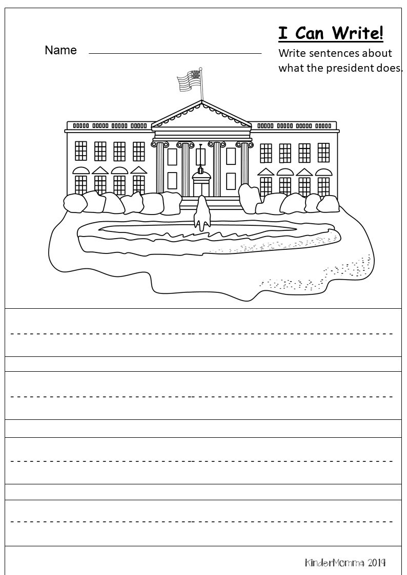 Free President&amp;#039;S Day Writing Printable - Kindermomma inside Free Printable President Worksheets