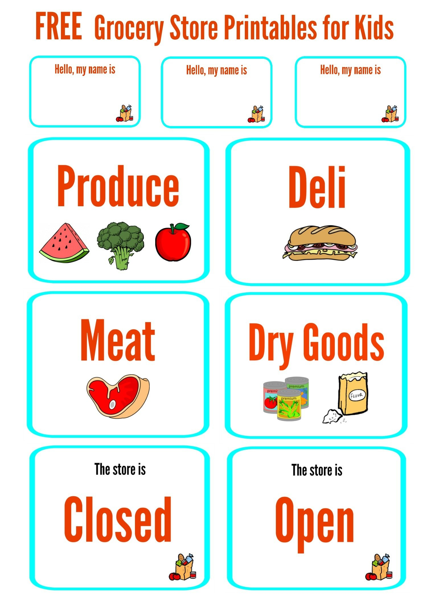 Free Pretend Play Grocery Store Printables For Kids - Make Life Lovely throughout Free Printable Play Food Labels