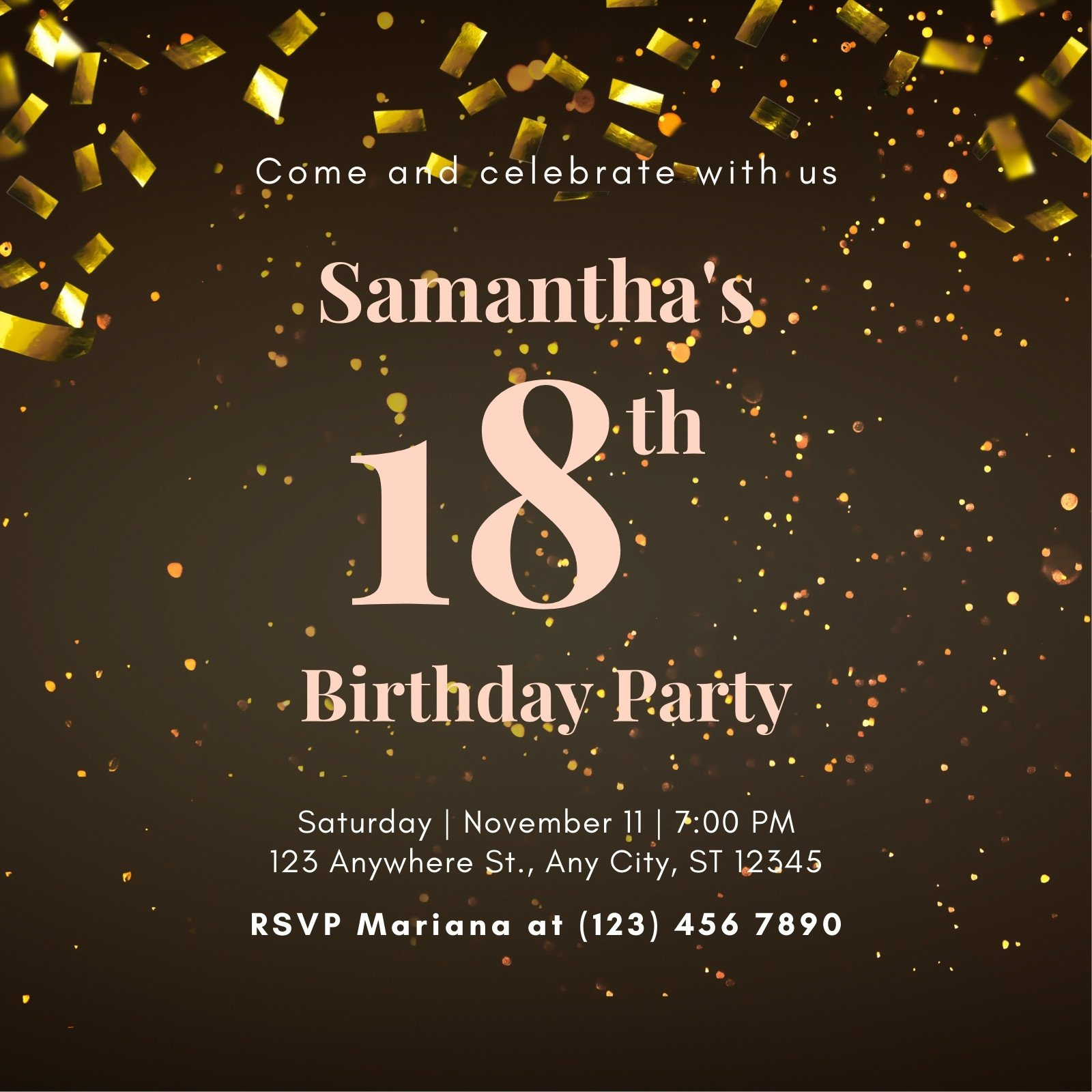 Free, Printable 18Th Birthday Invitation Templates | Canva with Free Printable 18th Birthday Invitations