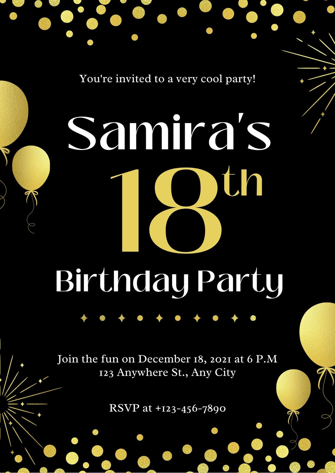 Free, Printable 18Th Birthday Invitation Templates | Canva within Free Printable 18Th Birthday Invitations