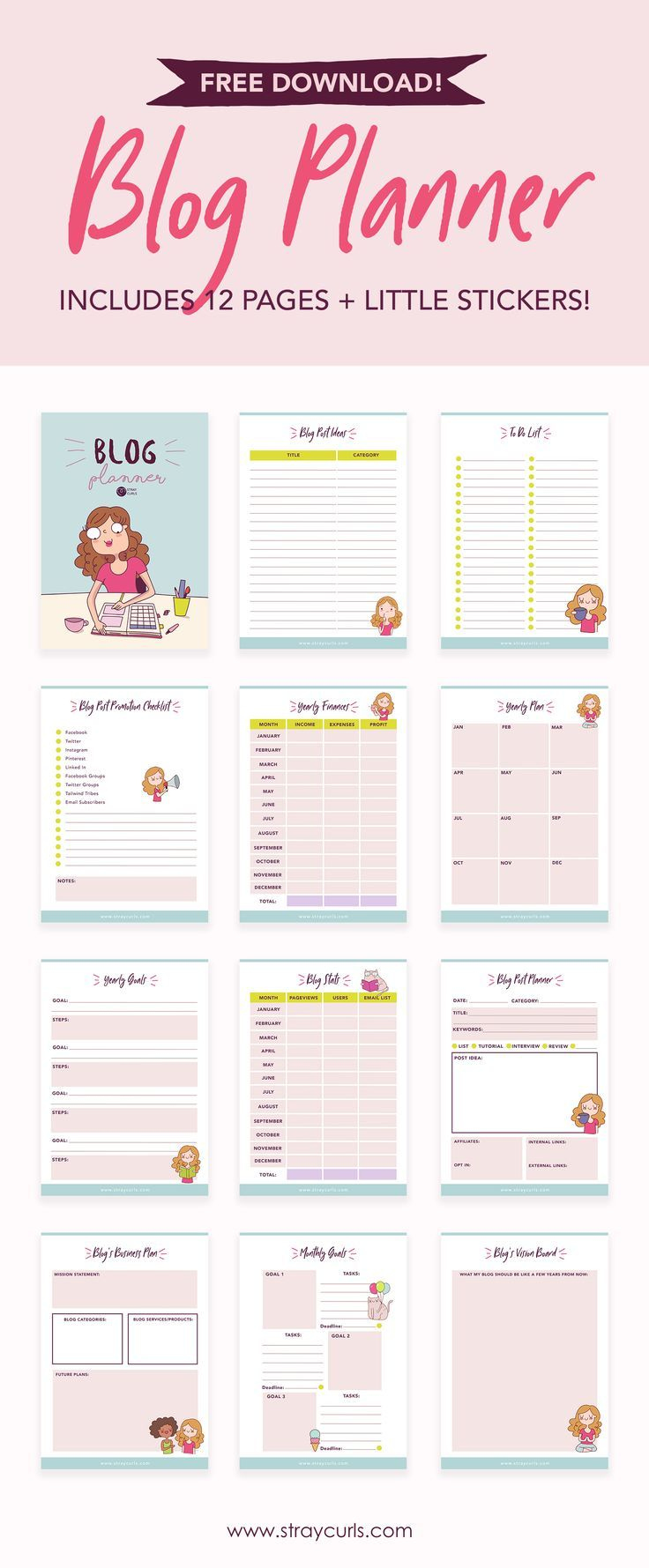 Free Printable 2024 Blog Planner | Blog Planner, Free Blog Planner in Free Printable Blog Planner