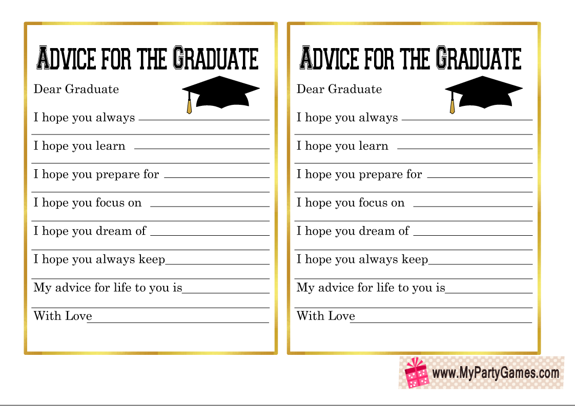 Free Printable Advice Cards For The Graduate | Advice For The intended for Free Printable Graduation Advice Cards