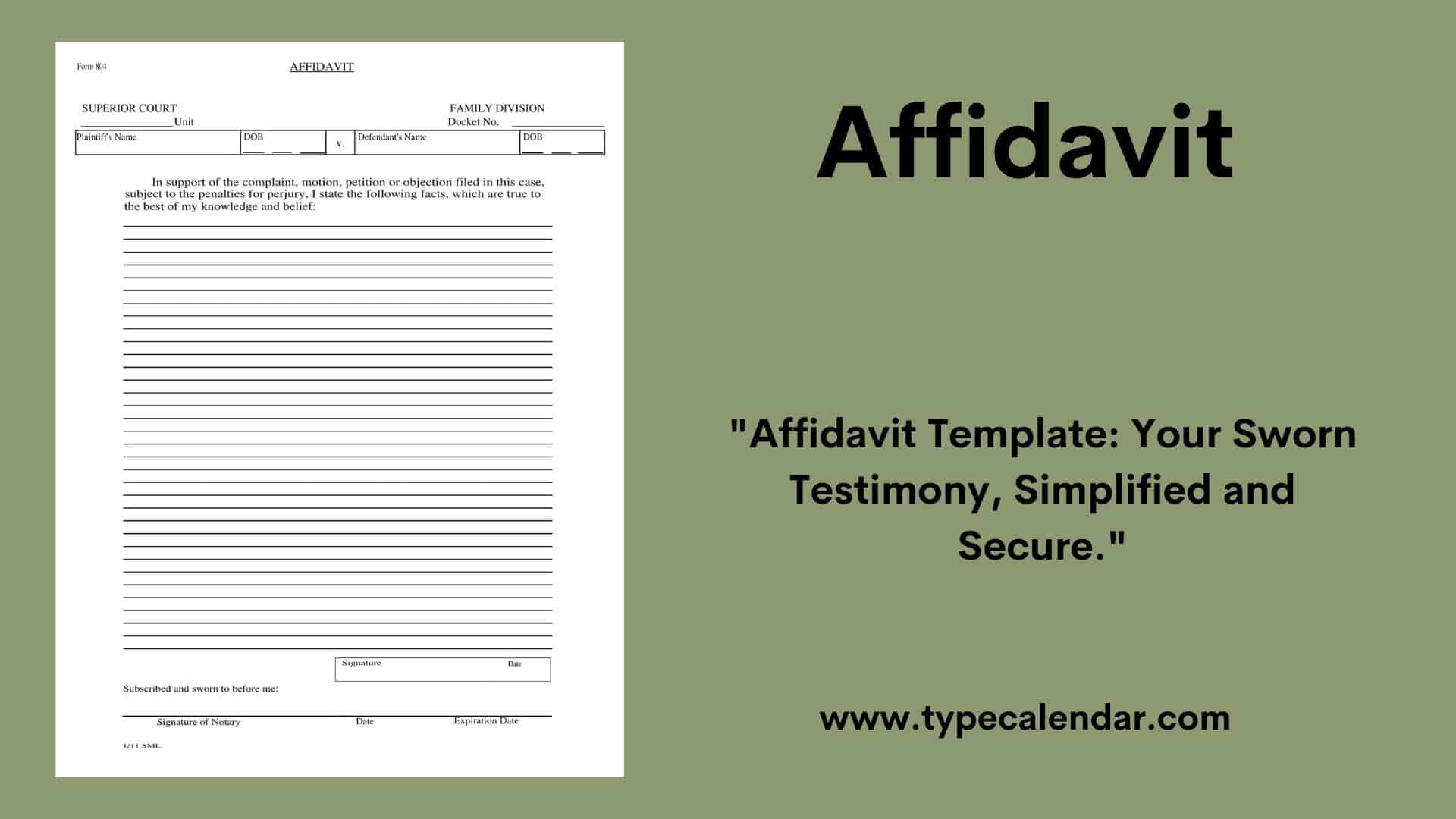 Free Printable Affidavit Templates [Word, Pdf] Sample with Free Printable Blank Affidavit Form