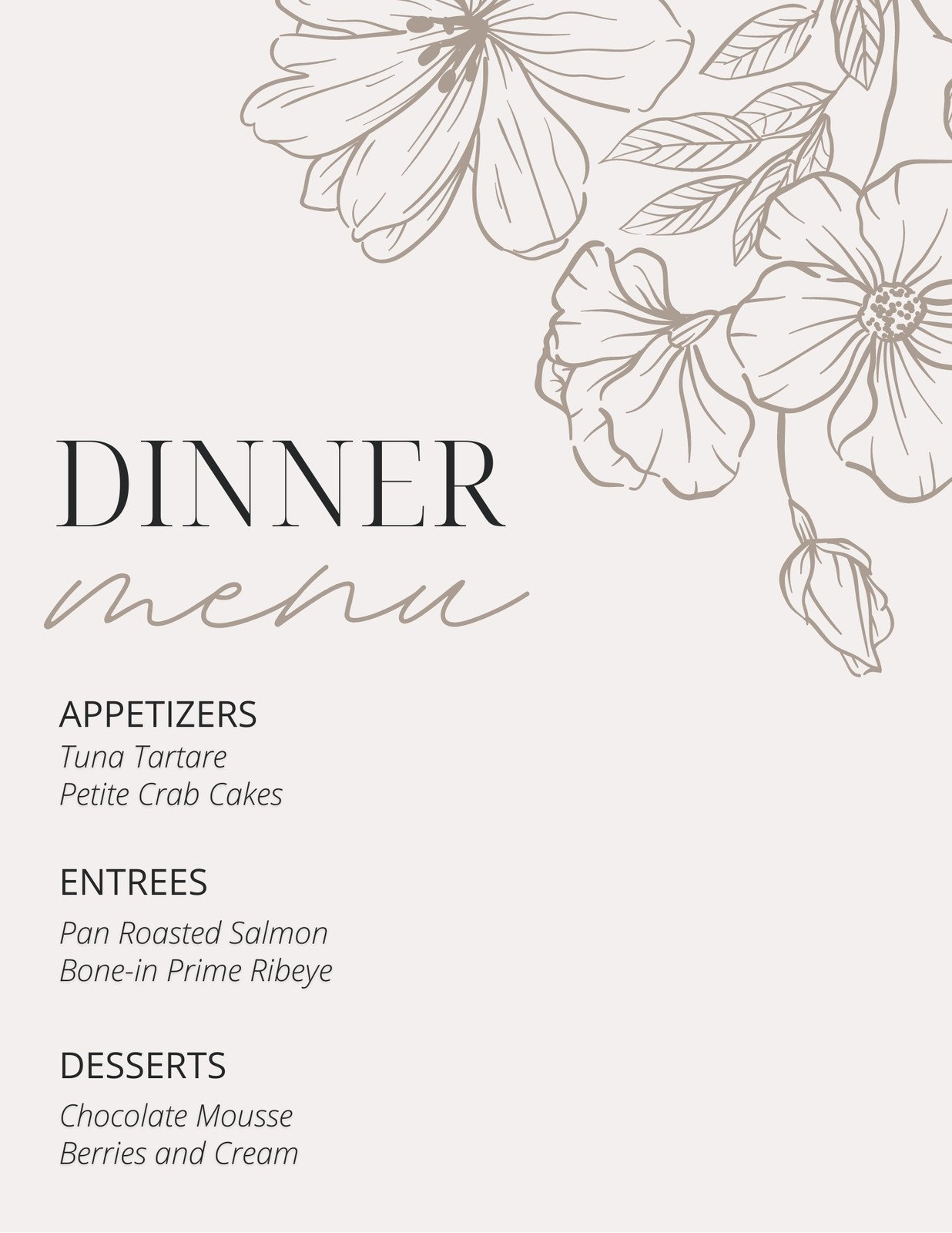 Free Printable And Customizable Dinner Party Menu Templates | Canva pertaining to Free Printable Dinner Party Menu Template