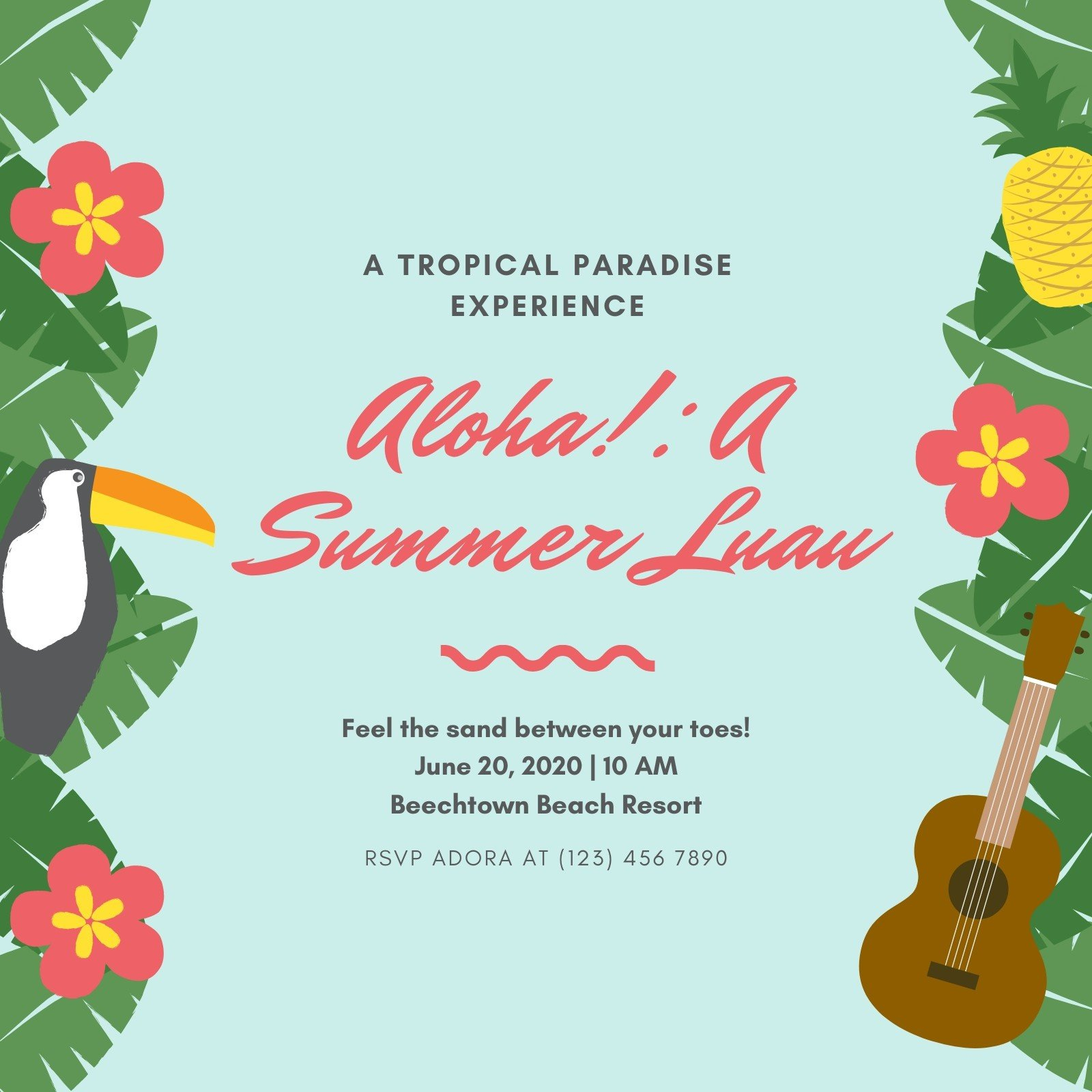 Free, Printable And Customizable Luau Invitation Templates | Canva inside Hawaiian Party Invitations Free Printable