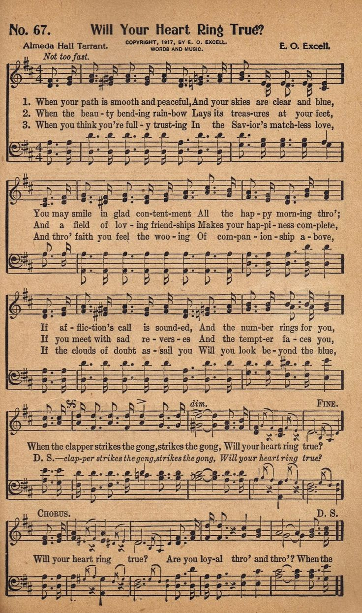 Free Printable Antique Music Hymn Book Page – Will Your Heart Ring with regard to Free Printable Sheet Music Lyrics