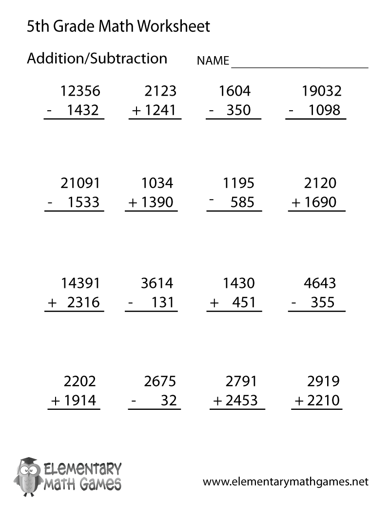 Free Printable Arithmetic Worksheet For Fifth Grade within Free Printable Worksheets for 5th Grade