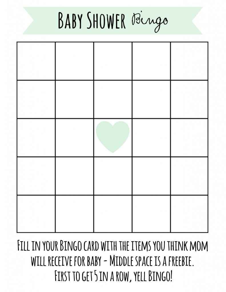 Free Printable Baby Shower Bingo inside Baby Shower Bingo Template Free Printable