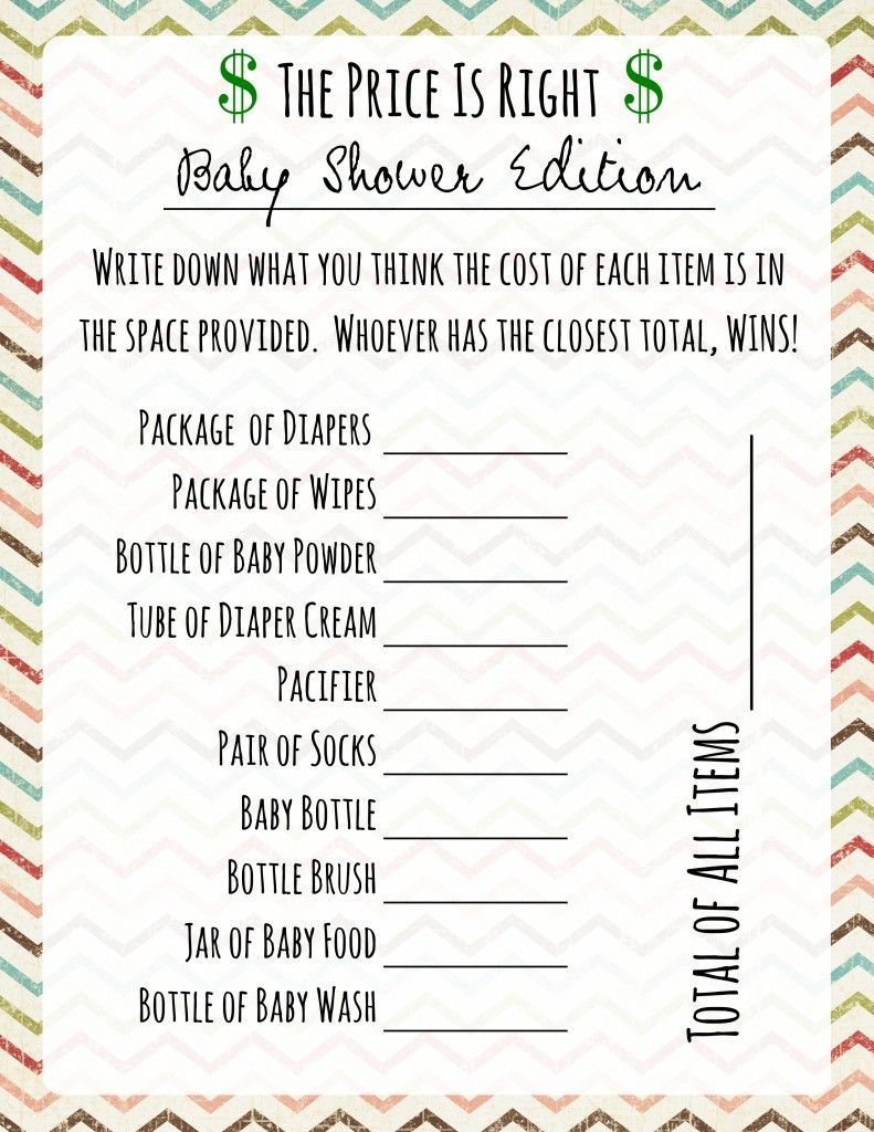 Free Printable Baby Shower Games - Download Instantly! | Baby inside Price Is Right Baby Shower Game Free Printable