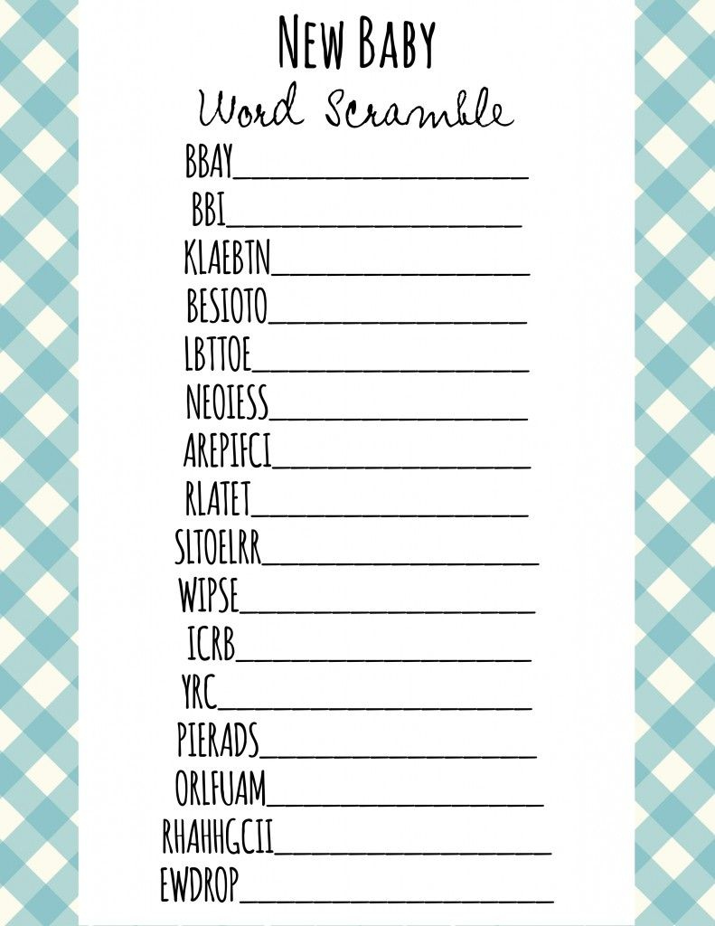 Free Printable Baby Shower Games - Download Instantly! | Free Baby with Free Printable Baby Shower Games Word Scramble