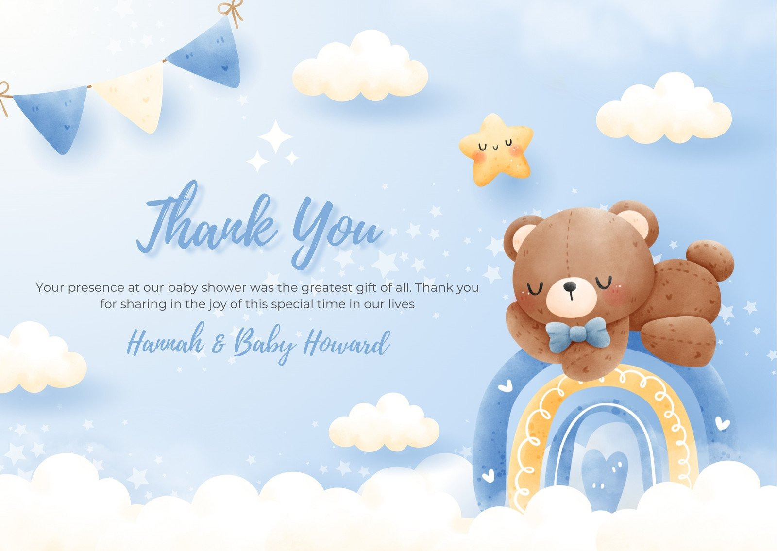 Free Printable Baby Shower Thank You Card Templates | Canva pertaining to Free Printable Baby Shower Thank You Cards