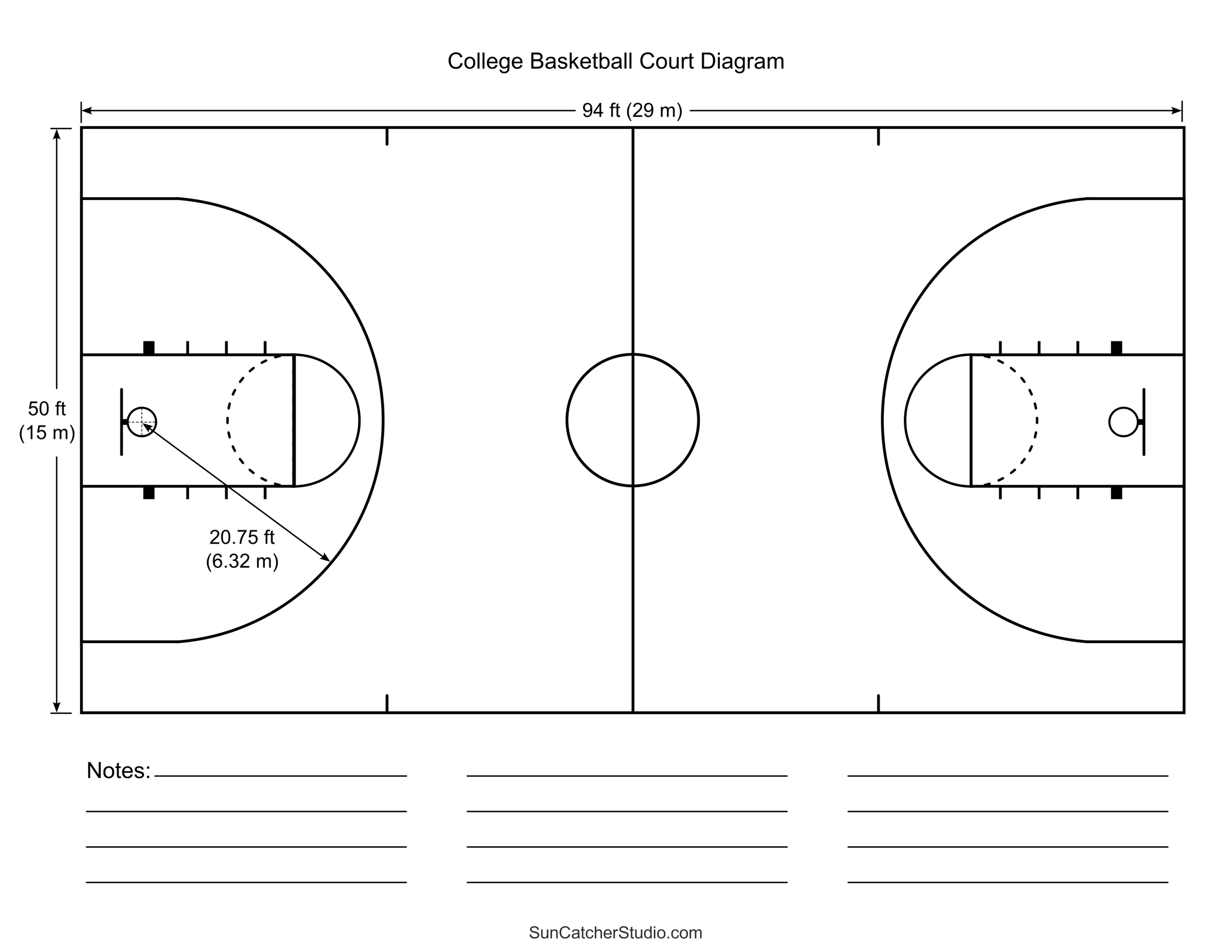 Free Printable Basketball Court Diagrams &amp;amp; Layout – Diy Projects pertaining to Free Printable Basketball Court