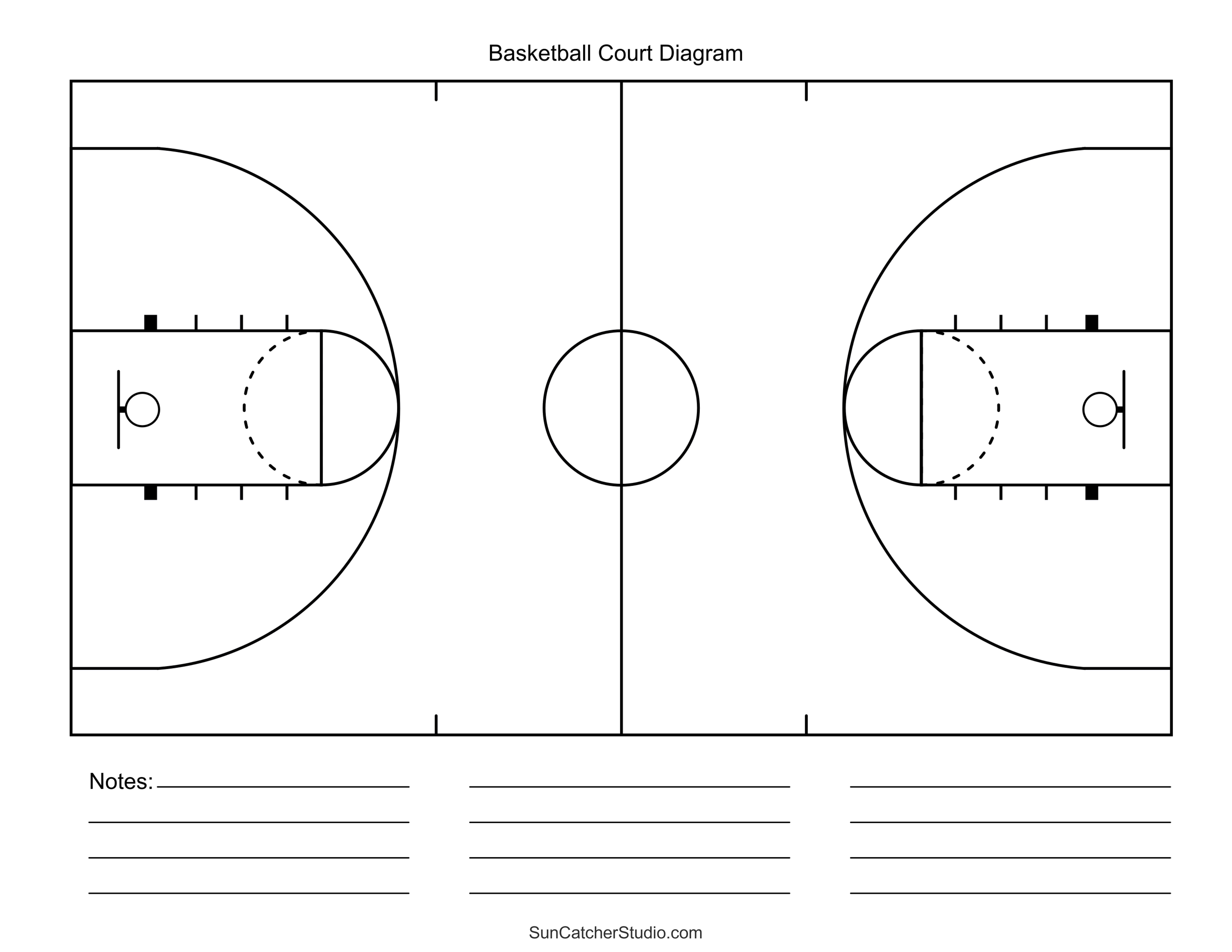 Free Printable Basketball Court Diagrams &amp;amp; Layout – Diy Projects throughout Free Printable Basketball Court