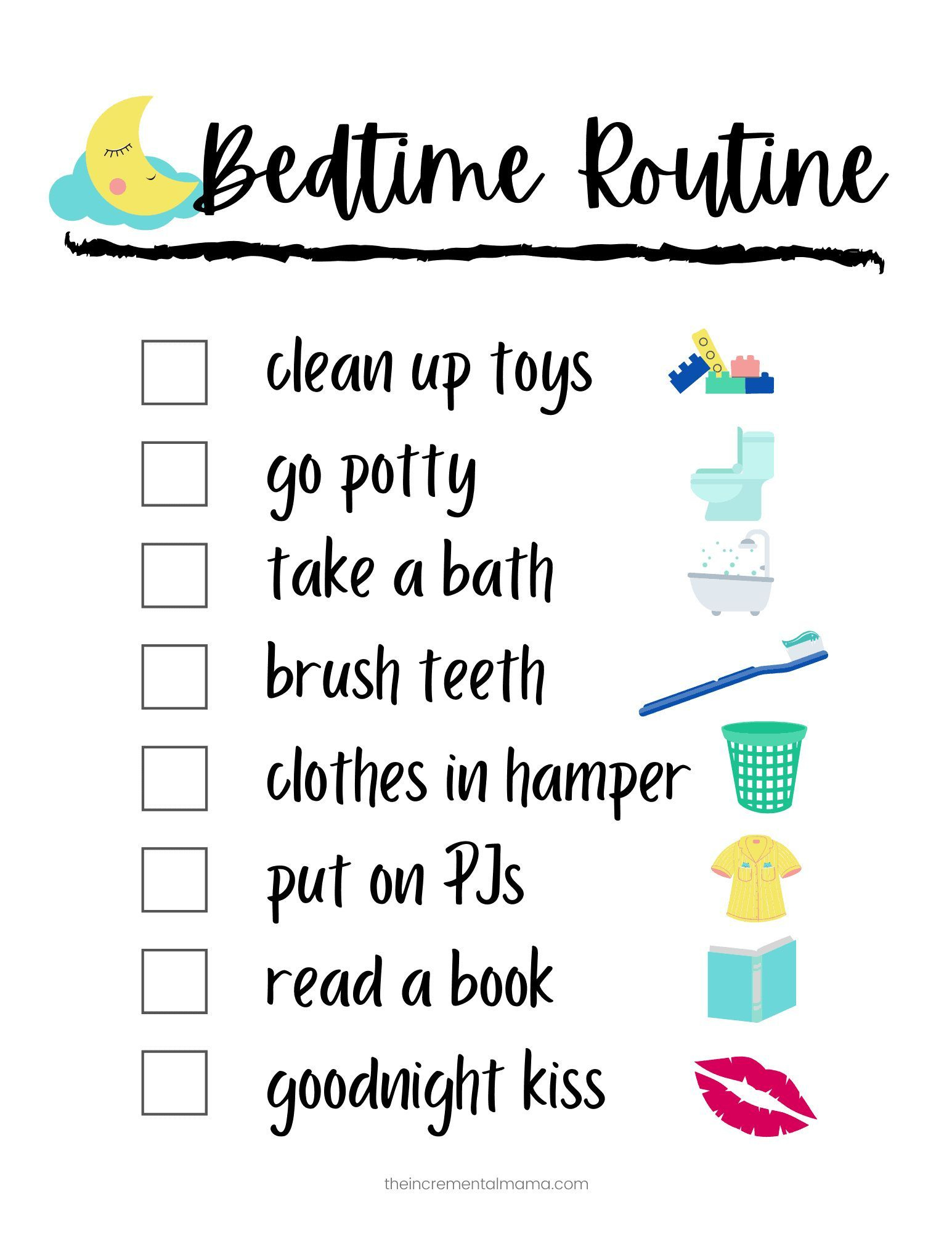 Free Printable Bedtime Routine Chart | Kids Routine Chart, Kids with Free Printable Bedtime Routine Chart