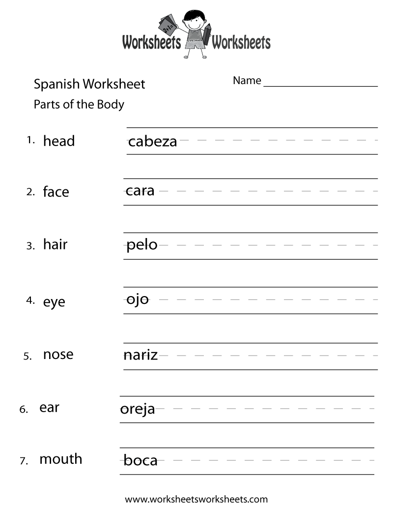 Free Printable Beginning Spanish Worksheet intended for Free Printable Elementary Spanish Worksheets