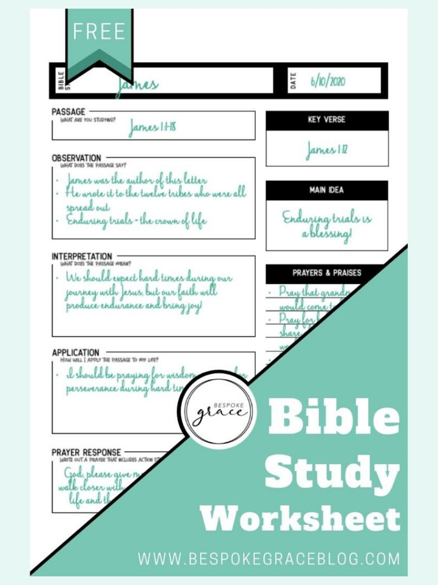 Free Printable Bible Study Worksheet — Bespoke Grace inside Free Online Printable Bible Studies