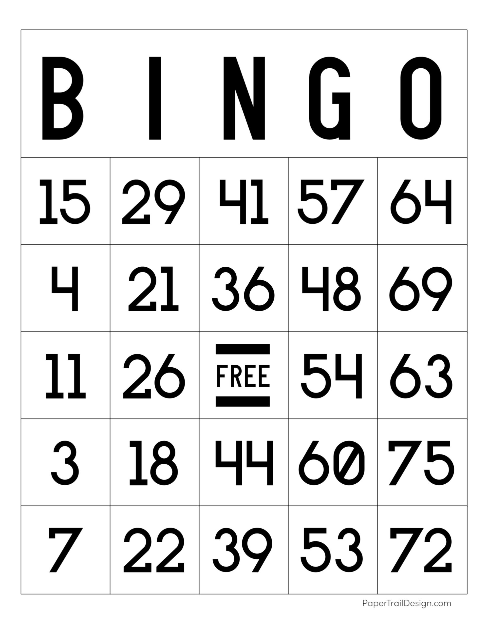 Free Printable Bingo Cards - Paper Trail Design inside Free Printable Bingo Cards 1-100