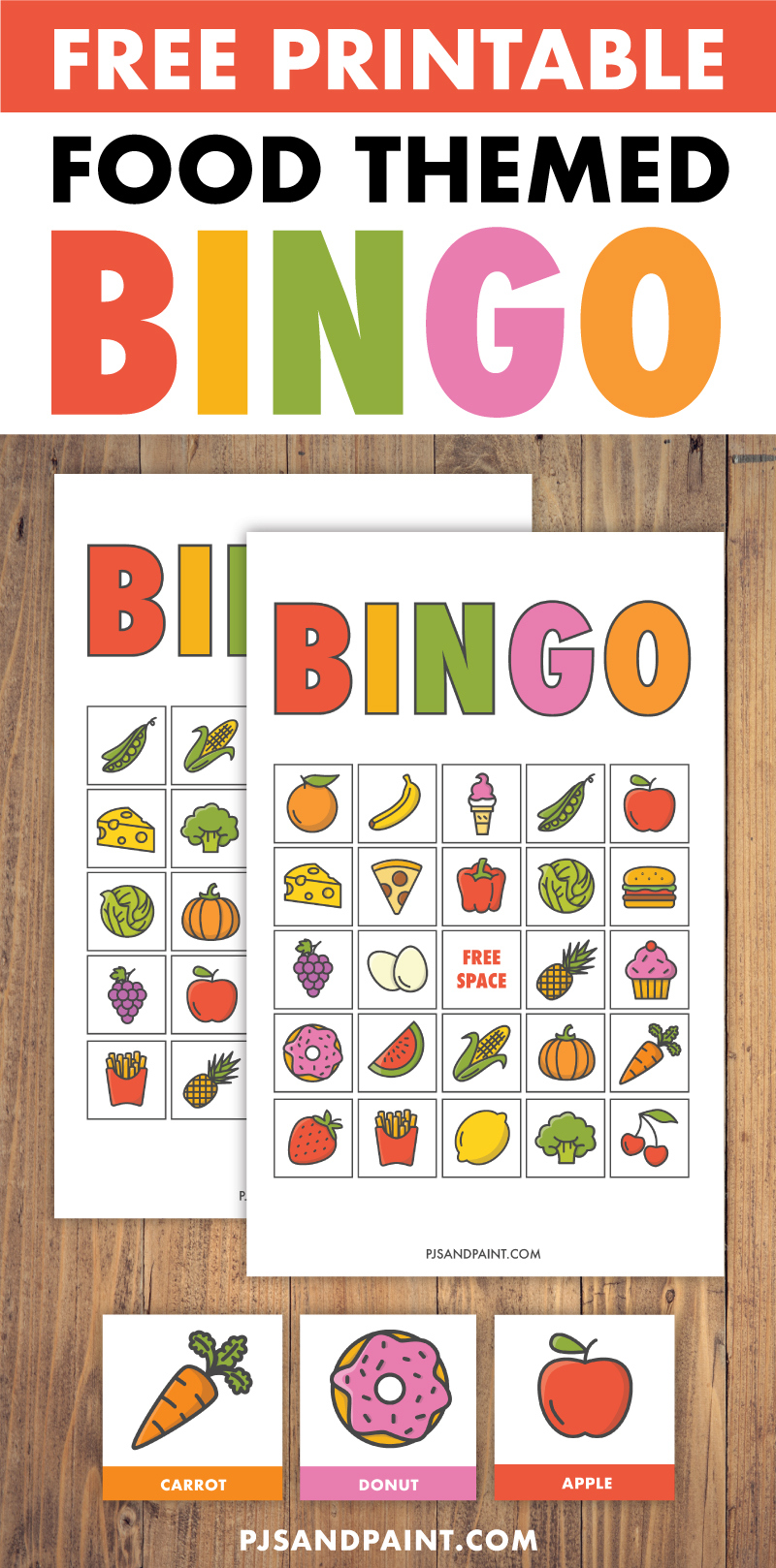 Free Printable Bingo For Kids - Food Themed - Pjs And Paint throughout Free Printable Bingo Chips