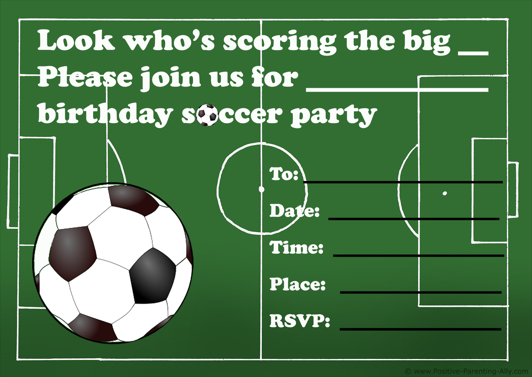 Free Printable Birthday Party Invitations For Kids: High Resolution with Free Printable Soccer Birthday Invitations