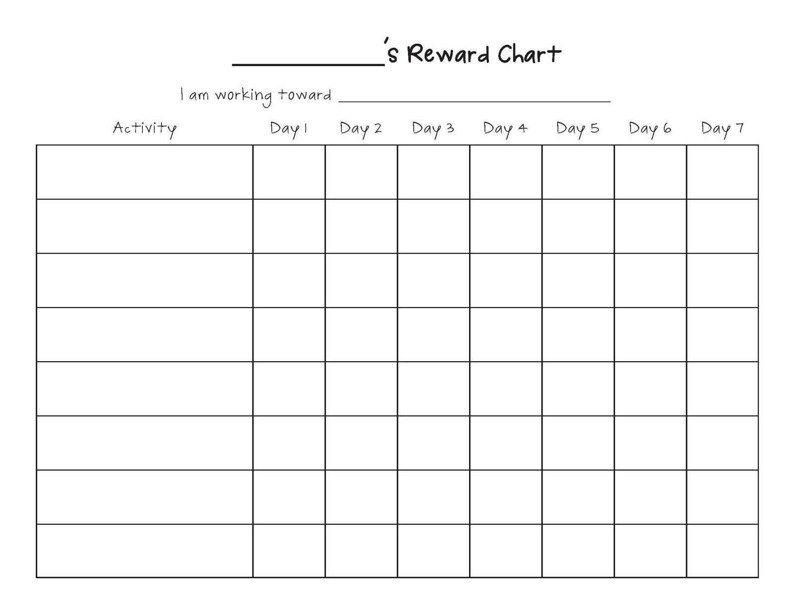 Free Printable Blank Charts inside Free Printable Charts for Teachers