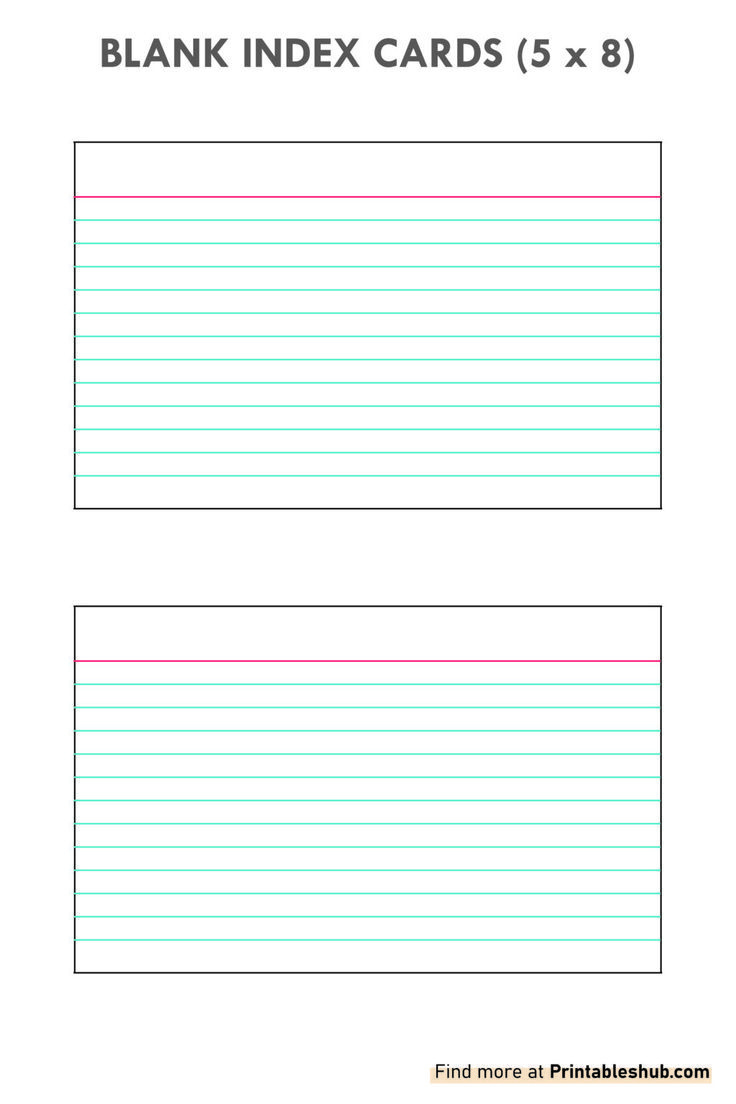 Free Printable Blank Index Cards (5 X 8) Template Pdf | Index for Free Printable Blank Index Cards