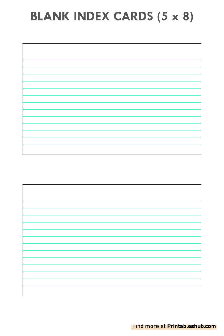 Free Printable Blank Index Cards (5 X 8) Template Pdf | Index with regard to Free Printable Index Cards