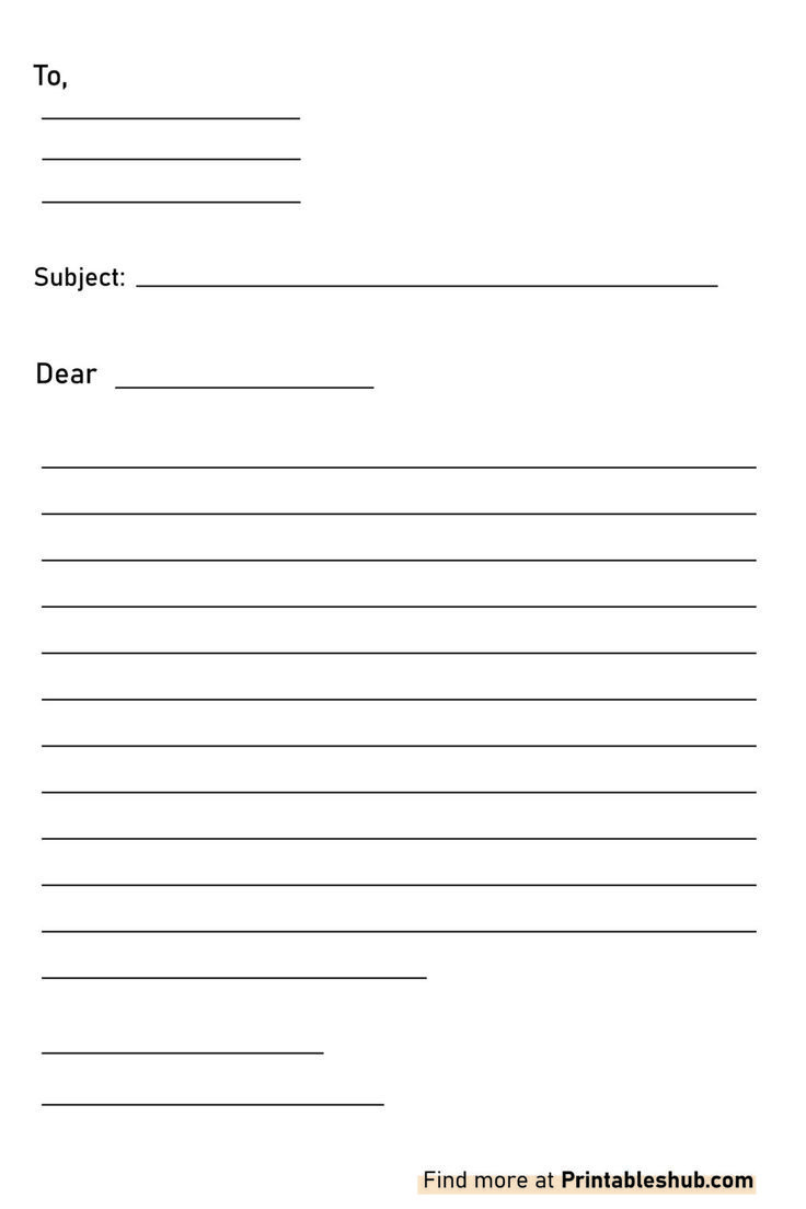 Free Printable Blank Letter Template Pdf | Letter Templates, Free in Free Printable Letter Writing Templates