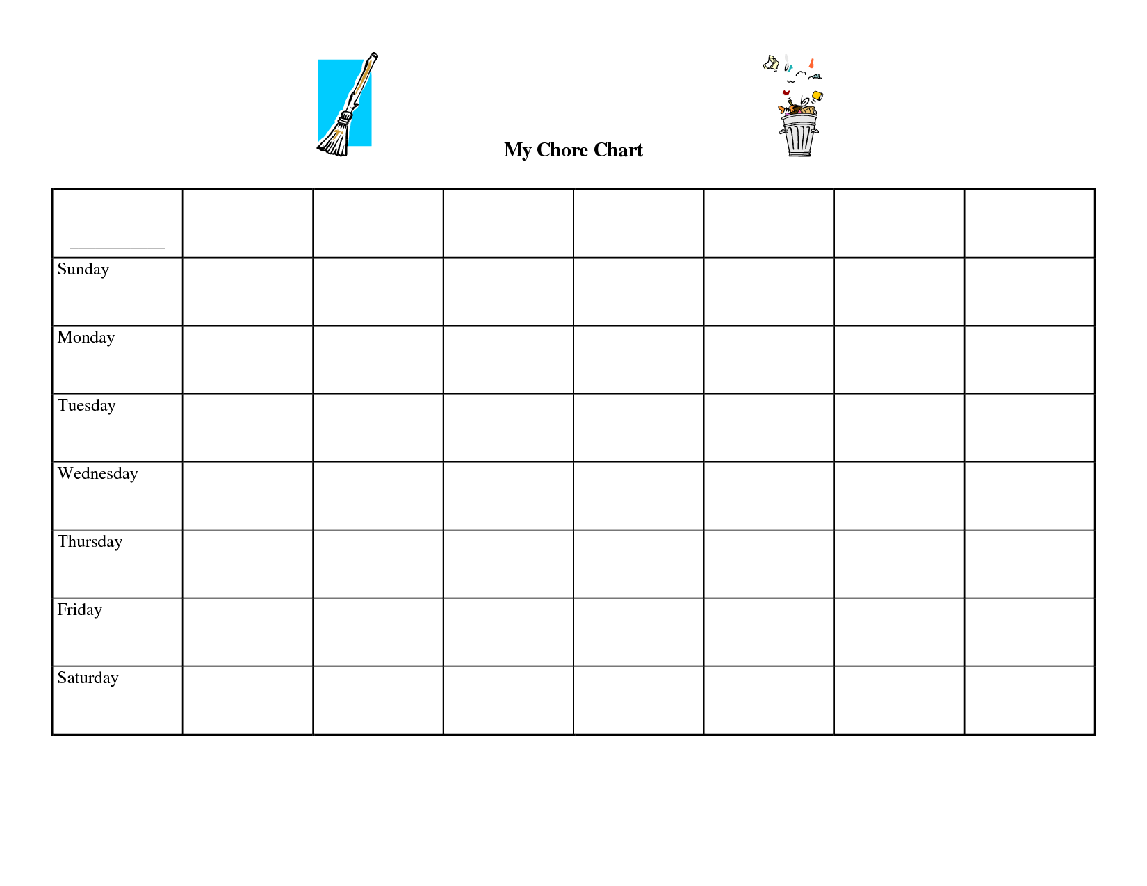 Free Printable Blank Spreadsheets | Chore Charts inside Free Printable Charts