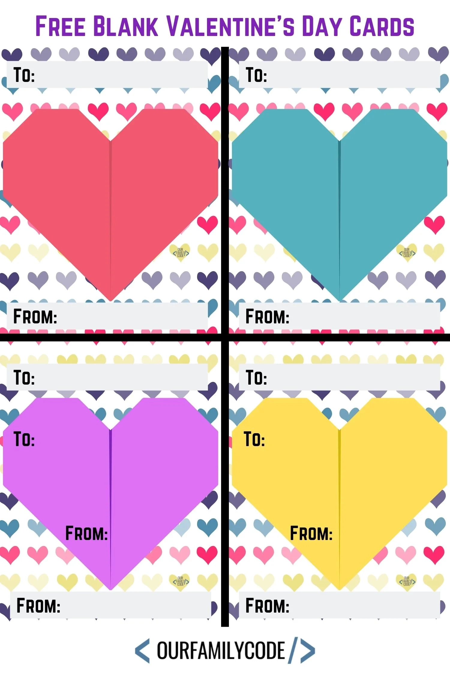 Free Printable Blank Valentine&amp;#039;S Day Cards - Our Family Code pertaining to Free Printable Valentines Day Cards for Parents