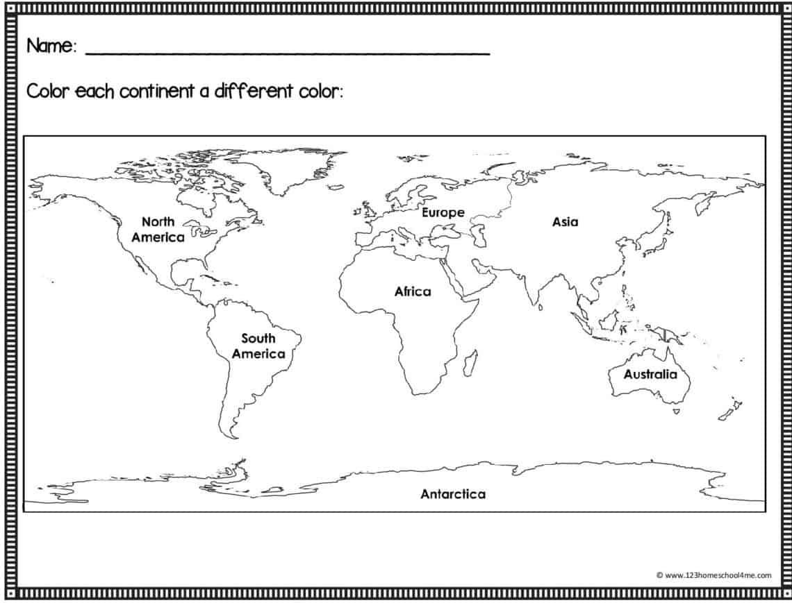 Free Printable Blank World Map With Continents Labeled regarding Free Printable Continent Map