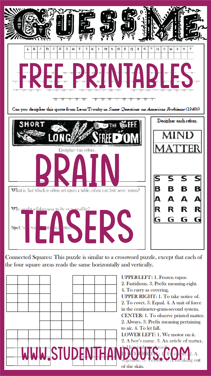 Free Printable Brain Teasers And Puzzles With Answers | Student inside Free Printable Brain Teasers