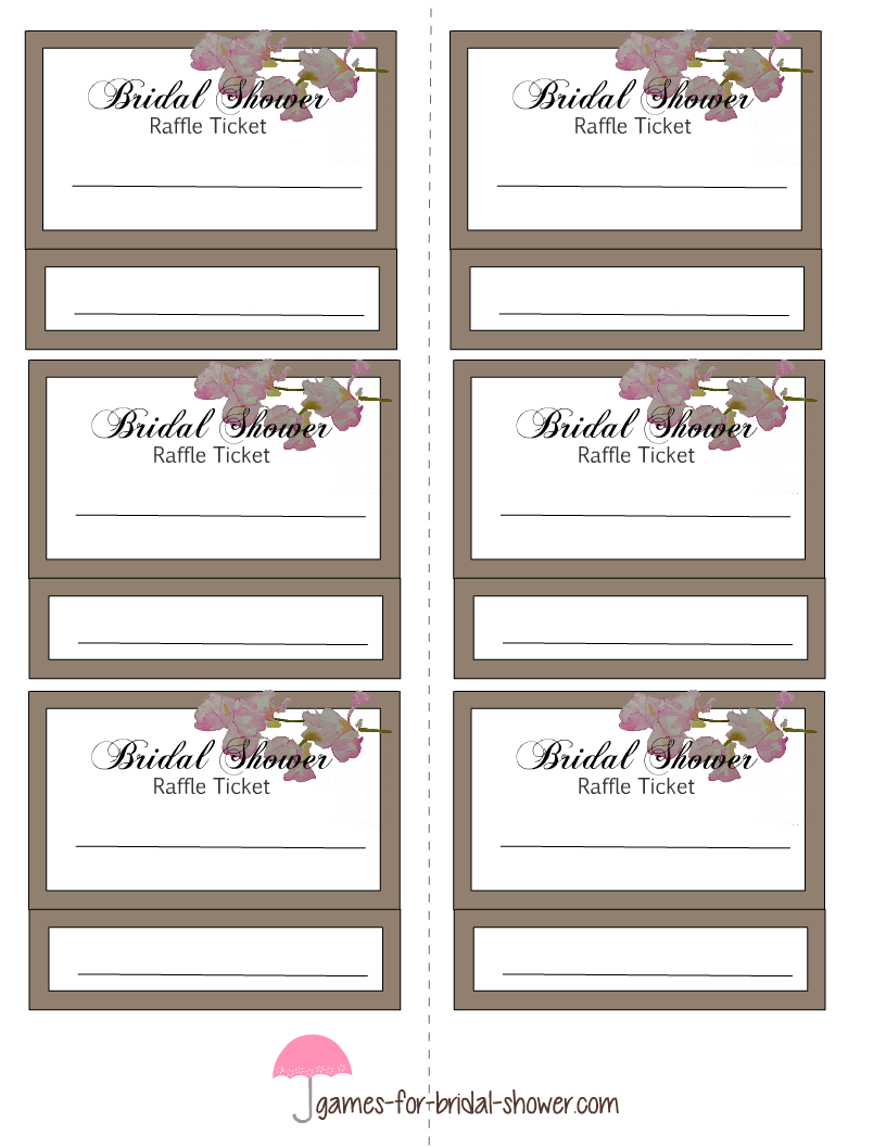 Free Printable Bridal Shower Raffle Tickets inside Free Printable Bridal Shower Raffle Tickets