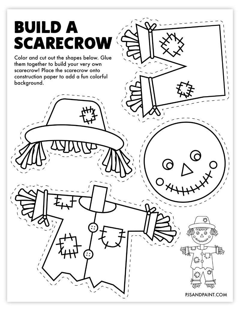 Free Printable Build A Scarecrow Craft For Kids - Pjs And Paint with Free Scarecrow Template Printable