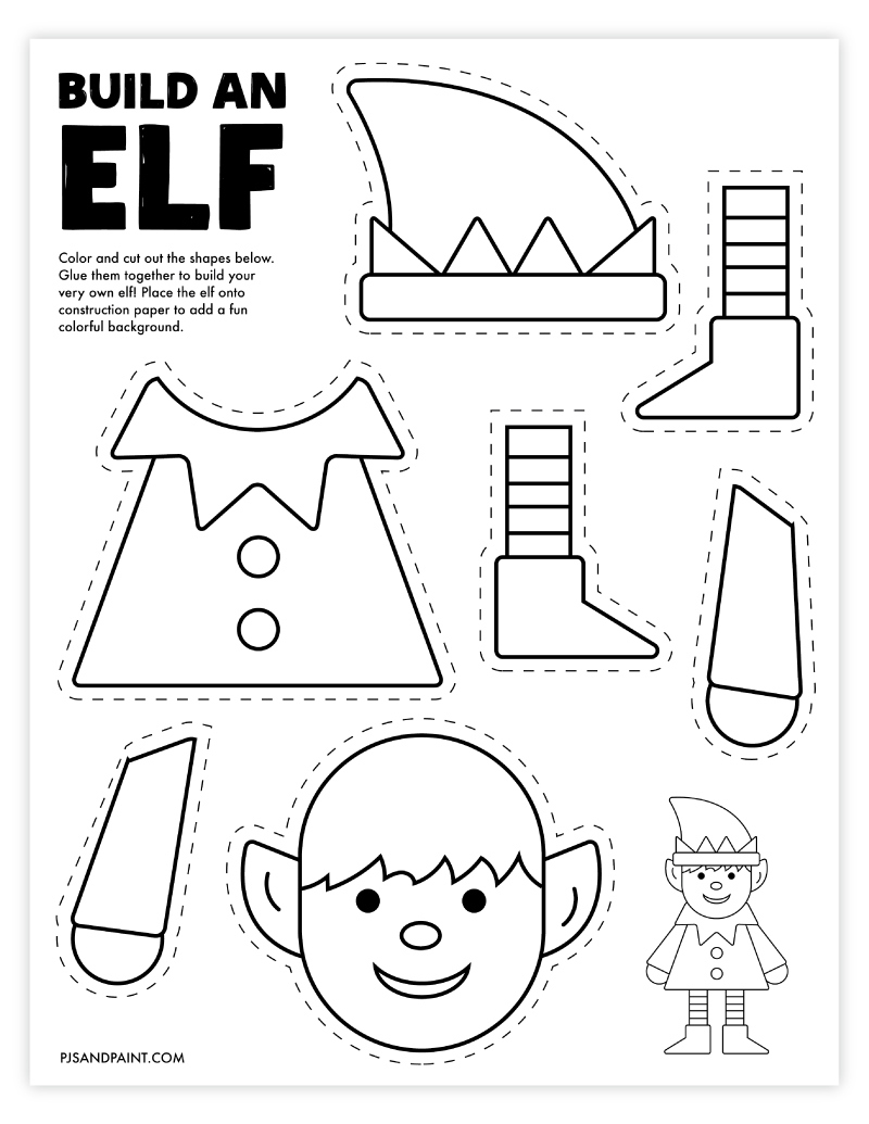 Free Printable Build An Elf Craft - Pjs And Paint with regard to Free Printable Elf Pattern